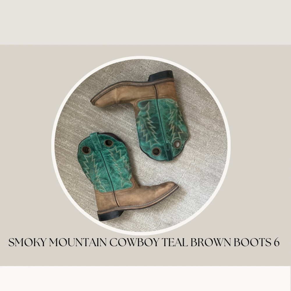SMOKY MOUNTAIN COWBOY TEAL BROWN BOOTS 6